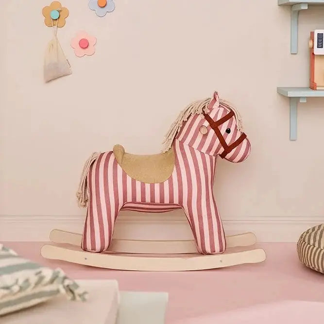 Schaukelpferd Mila von Kid's Concept mit rosa Streifen