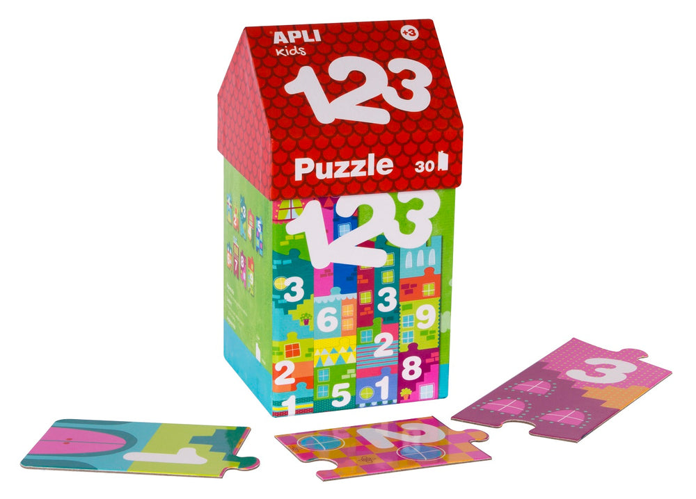 Puzzle im Kartonhaus – Zahlen 3+ - tablude.com