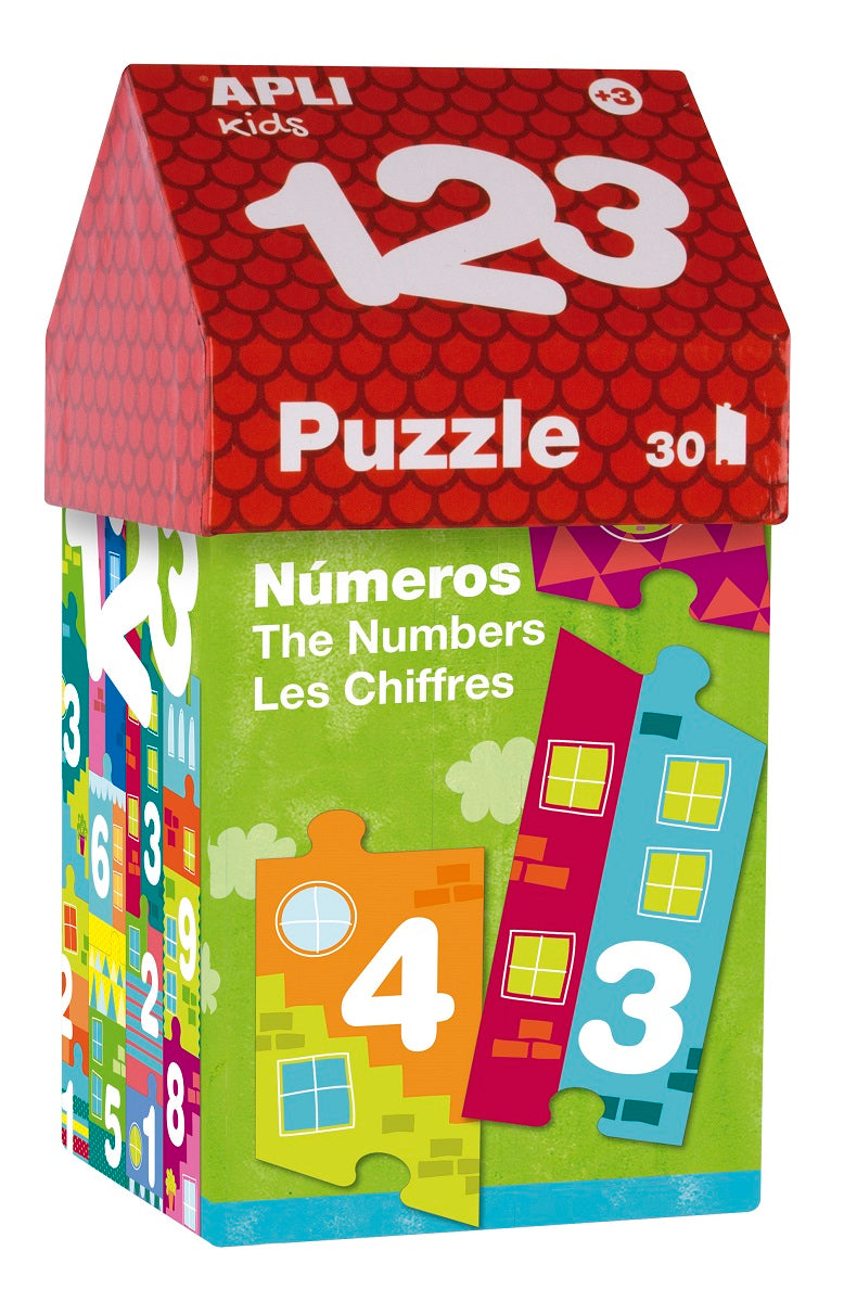 Puzzle im Kartonhaus – Zahlen 3+ - tablude.com