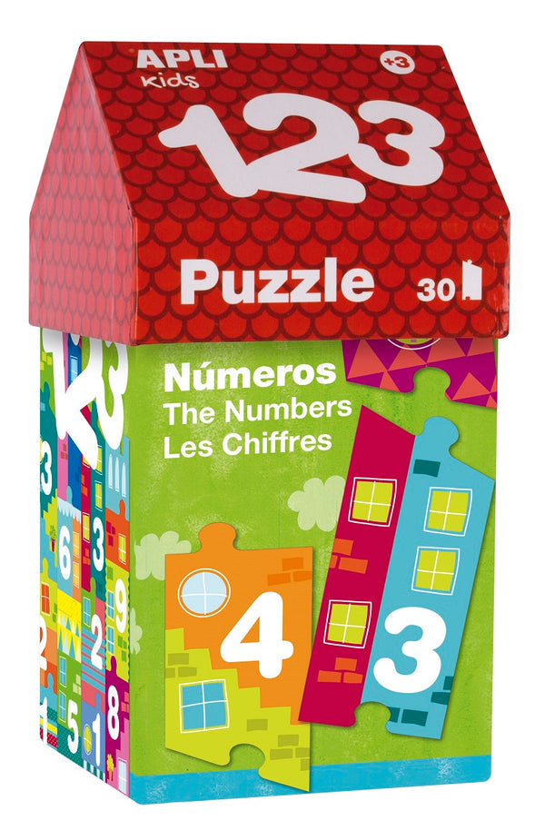 Puzzle im Kartonhaus – Zahlen 3+ - tablude.com