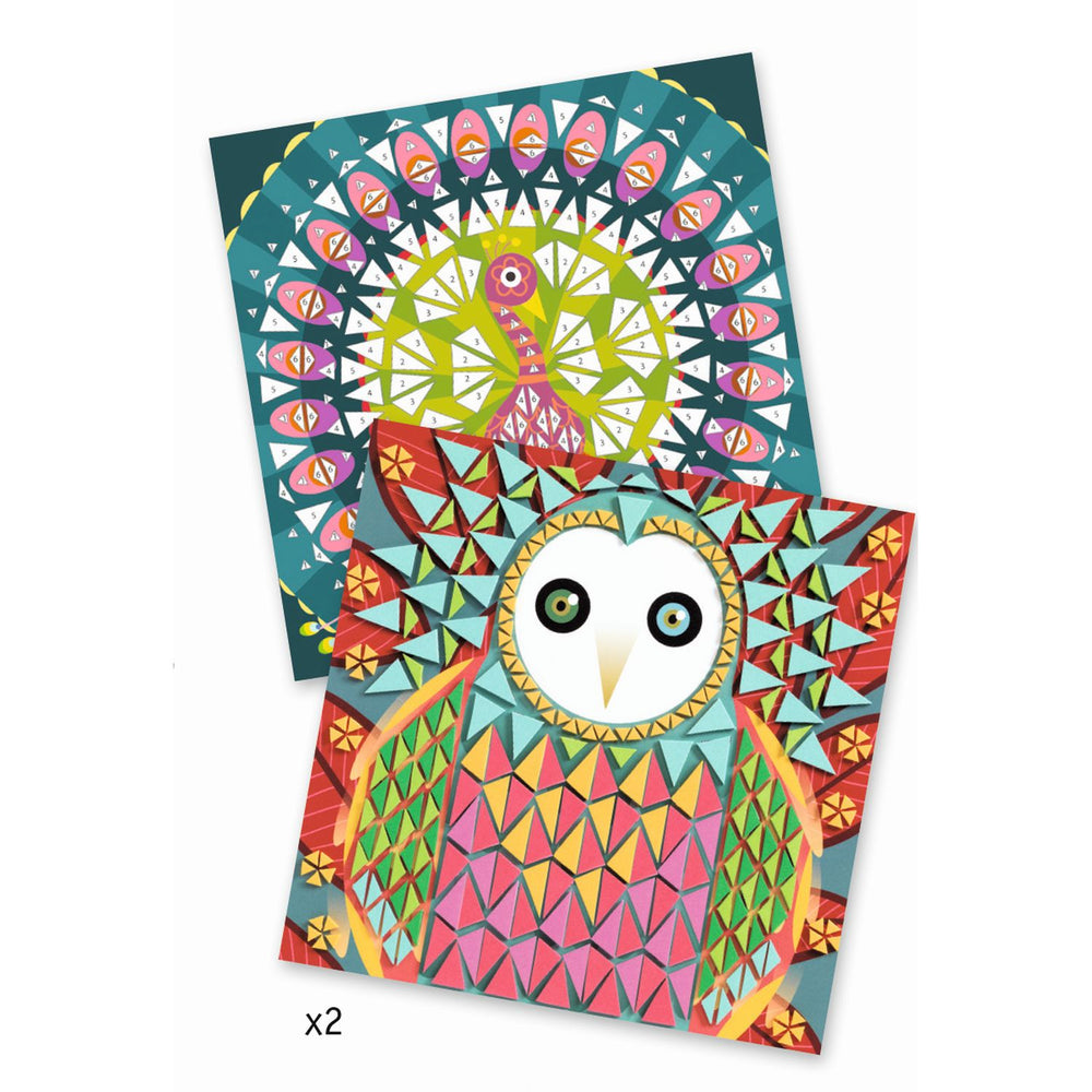 Kunstset – Schaumstoffmosaike – Pfau und Eule - tablude.com