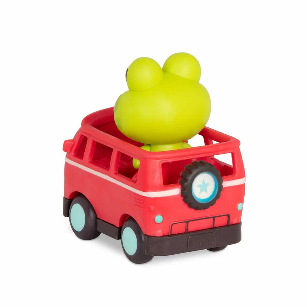 Spielzeugbus von B. Toys mit Frosch als Passagier