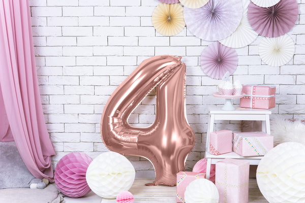 Folienballon 86 cm – Zahl 4 in Roségold