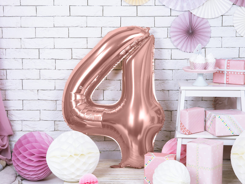 Folienballon 86 cm – Zahl 4 in Roségold