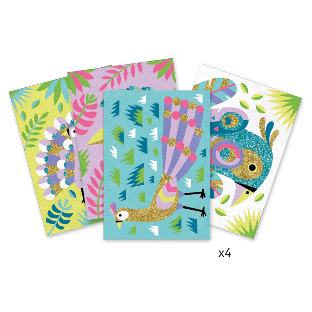 Kunstset mit Sand und Glitzer  - Pfau - tablude.com