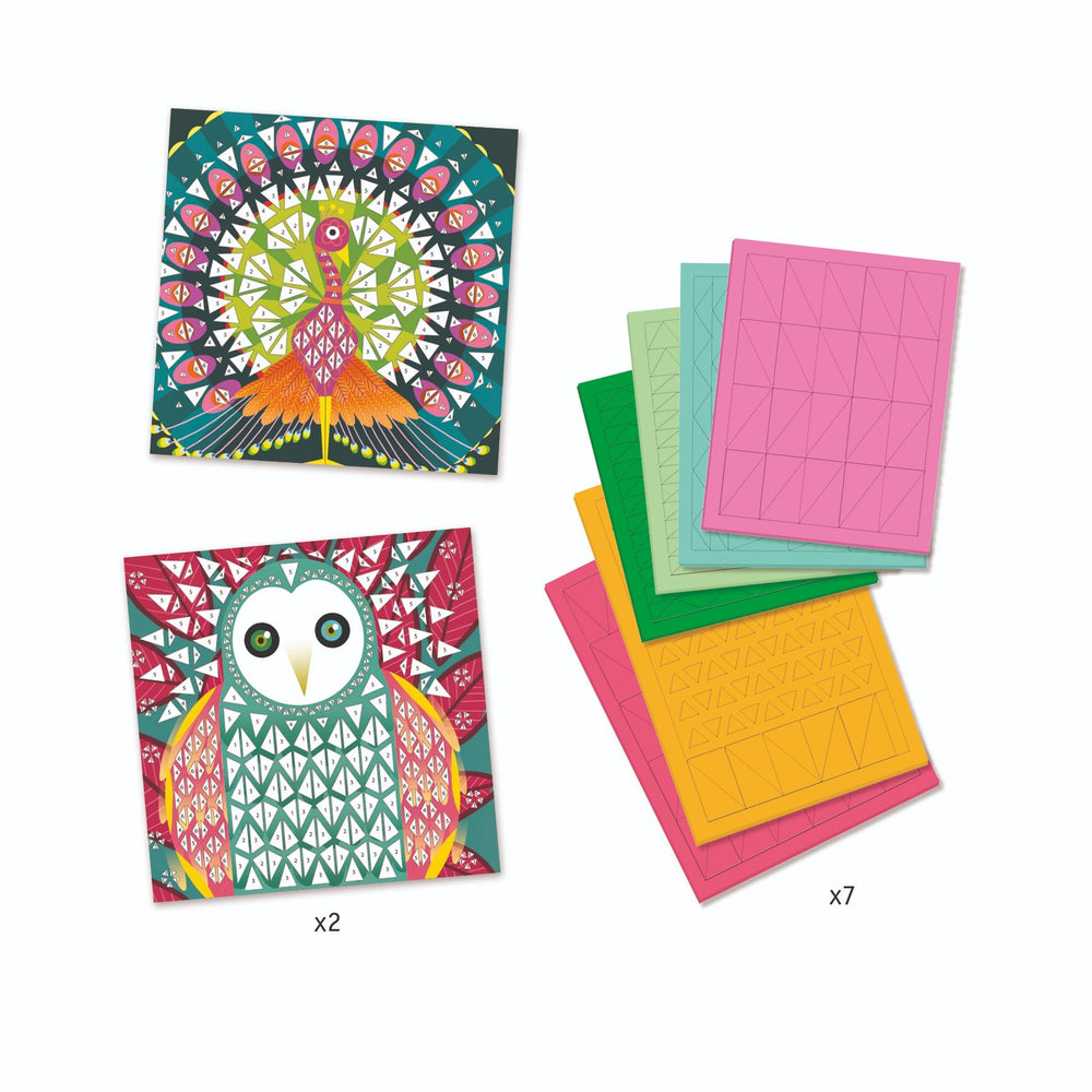 Kunstset – Schaumstoffmosaike – Pfau und Eule - tablude.com