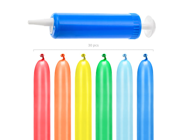 Modellierballons 130 cm – Rainbow Mix mit Pumpe