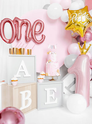 Folienballon 30 x 90 cm – Zahl 1 hellrosa