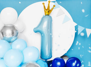 Folienballon 30 x 90 cm – Zahl 1 blau