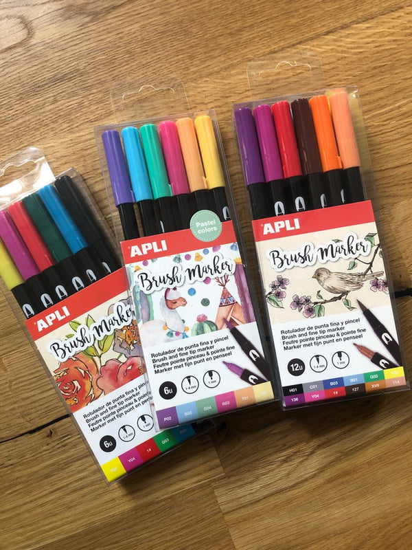 Doppelseitige Brush Marker - 6 Farben - tablude.com