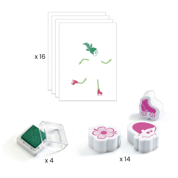 Kunstset mit Stempeln – Blumenmädchen - tablude.com