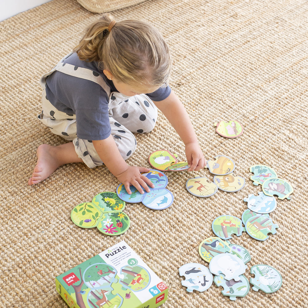 Dreiteiliges Puzzle – Tiere und ihre Umgebung 3+ - tablude.com