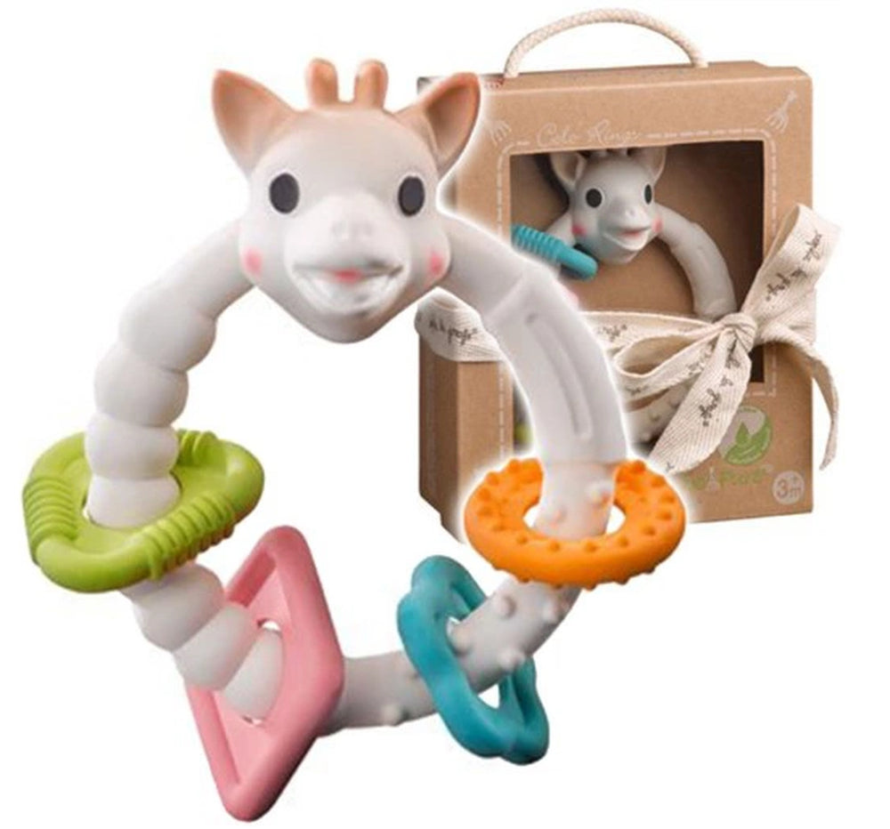 Bunter Beißring auf einem Ring Sophie die Giraffe - So'Pure - tablude.com