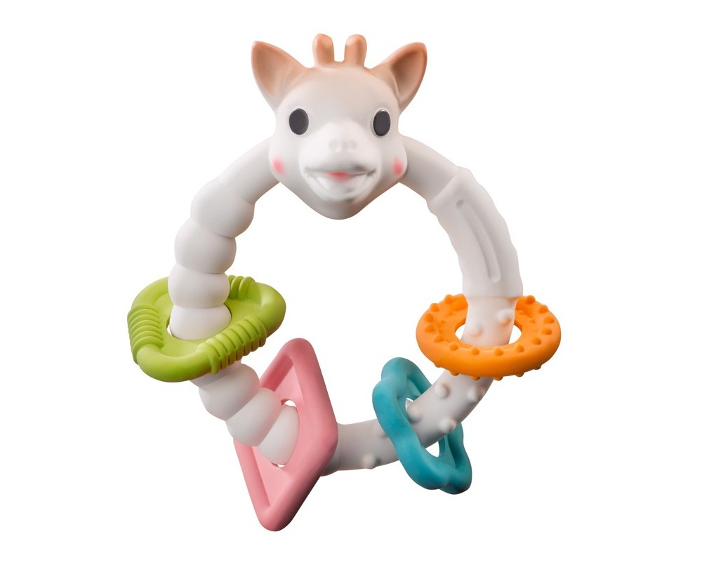 Bunter Beißring auf einem Ring Sophie die Giraffe - So'Pure - tablude.com