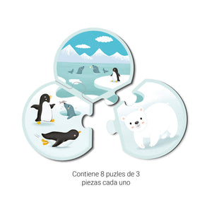 Dreiteiliges Puzzle – Tiere und ihre Umgebung 3+ - tablude.com