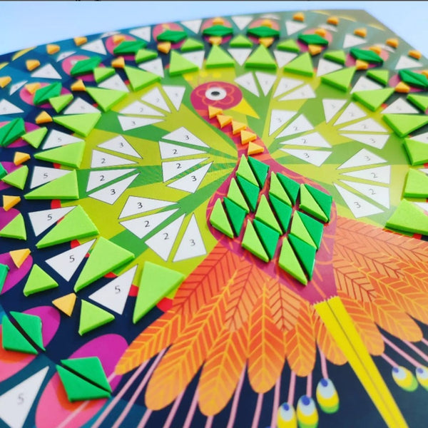 Kunstset – Schaumstoffmosaike – Pfau und Eule - tablude.com