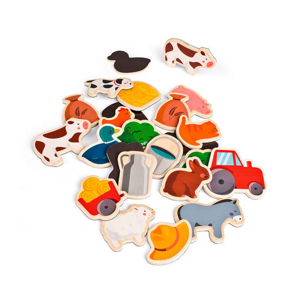 Magnesy drewniane Janod 24 sztuki - Farma - tablude.com