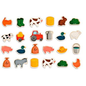 Magnesy drewniane Janod 24 sztuki - Farma - tablude.com