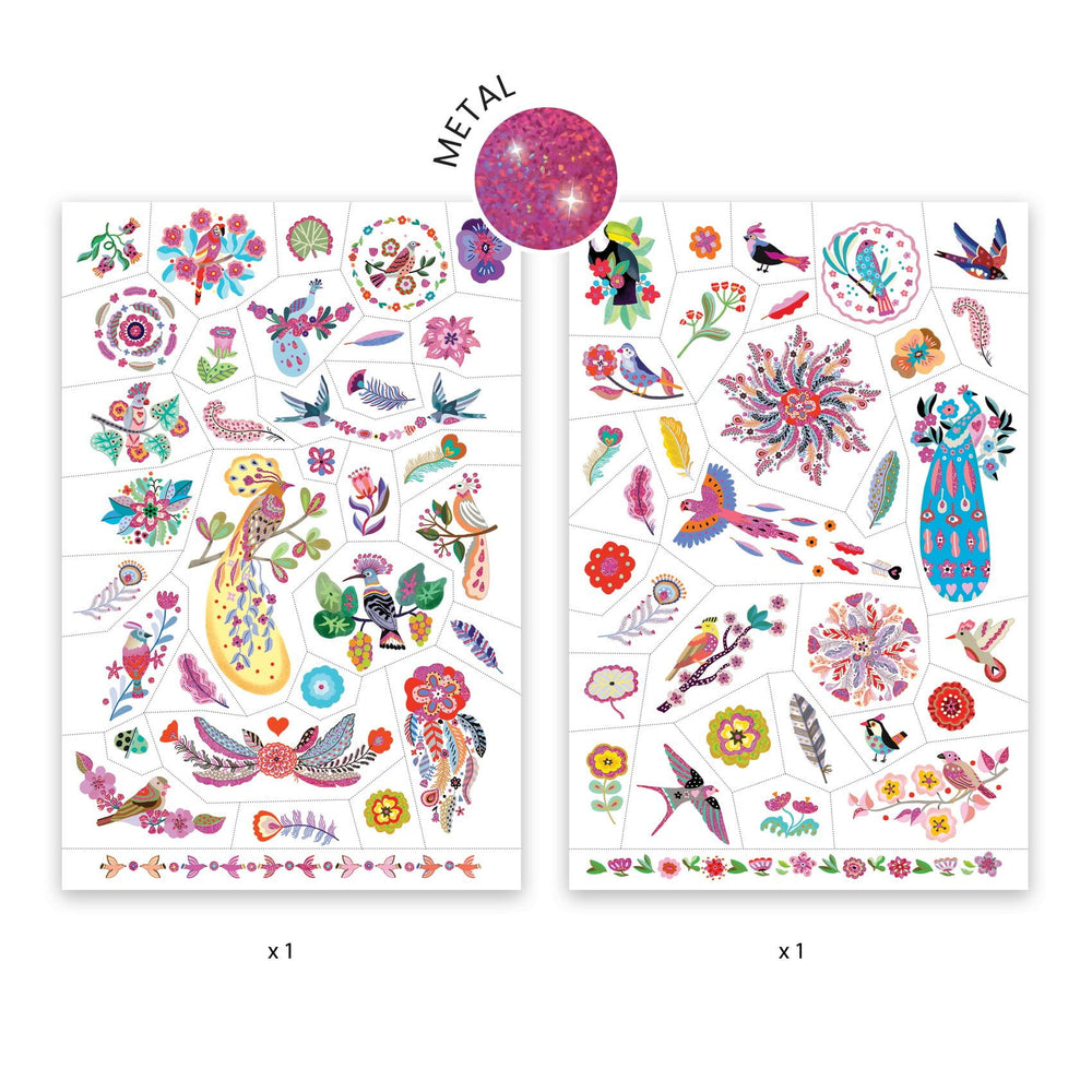 Glitter-Tattoos – Exotische Vögel - tablude.com