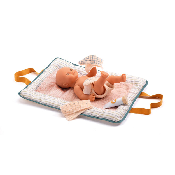 Tragbare Wickelunterlage für Puppen Pomea  – Blauer Schmetterling - tablude.com