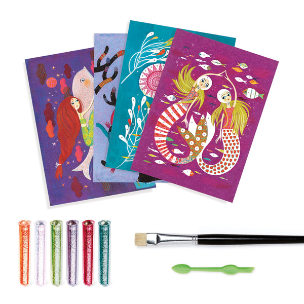 Kunstset mit Glitzer  - Meerjungfrauen - tablude.com