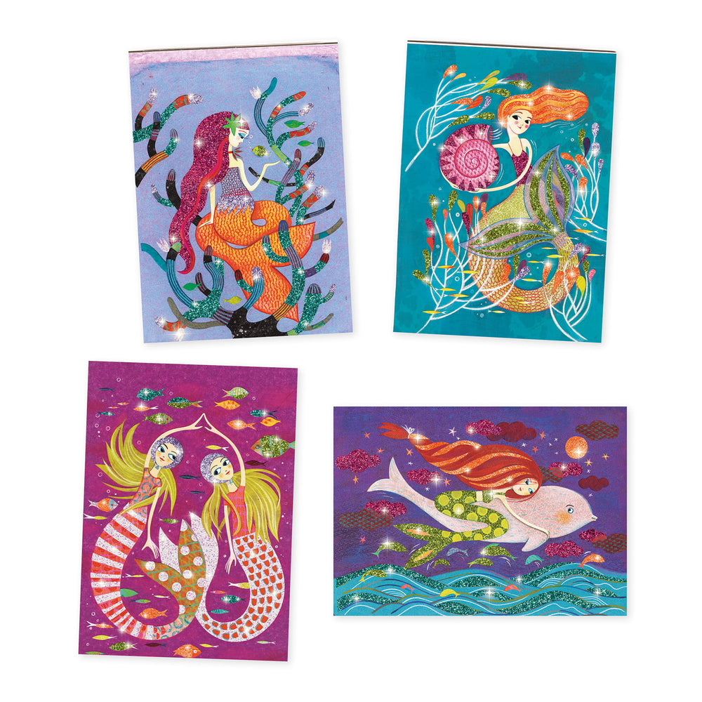 Kunstset mit Glitzer  - Meerjungfrauen - tablude.com