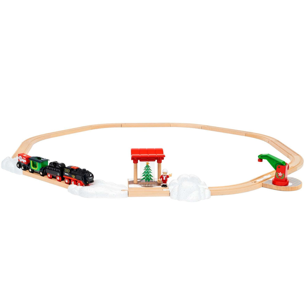 Weihnachts-Set mit batteriebetriebener Dampfeisenbahn