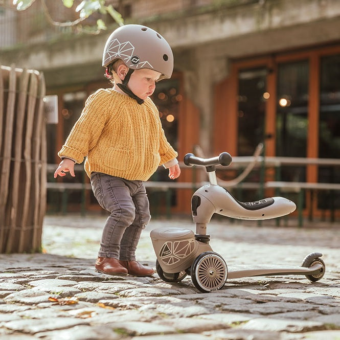 Laufrad und Fahrrad 2in1 Highwaykick 1 Lifestyle  1-5 Jahre - Brown Lines - tablude.com