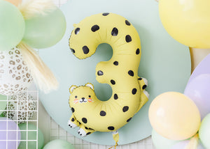Folienballon 98 cm – Zahl 3 Gepard
