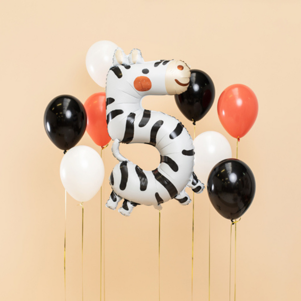 Folienballon 98 cm – Zahl 5 Zebra