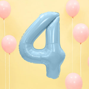 Folienballon 86 cm – Zahl 4 pastellblau