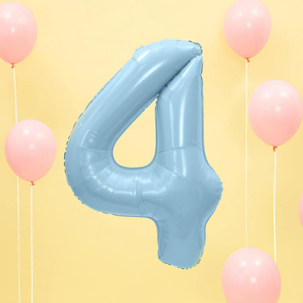 Folienballon 86 cm – Zahl 4 pastellblau