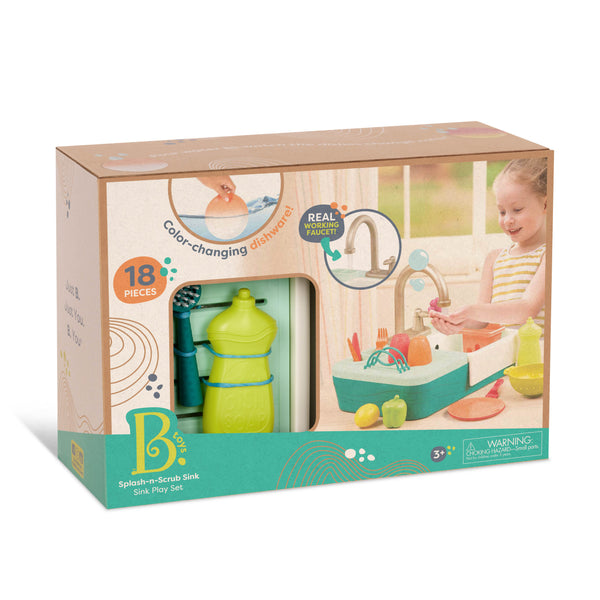 Spülbecken mit funktionierendem Wasserhahn und Zubehör – Splash-n-Scrub Sink - tablude.com
