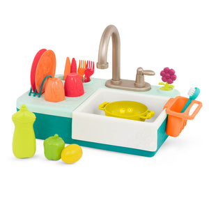 Spülbecken mit funktionierendem Wasserhahn und Zubehör – Splash-n-Scrub Sink - tablude.com