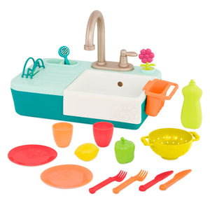 Spülbecken mit funktionierendem Wasserhahn und Zubehör – Splash-n-Scrub Sink - tablude.com