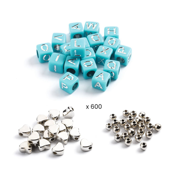Set zum Basteln von Schmuck - Silberne Buchstaben - tablude.com