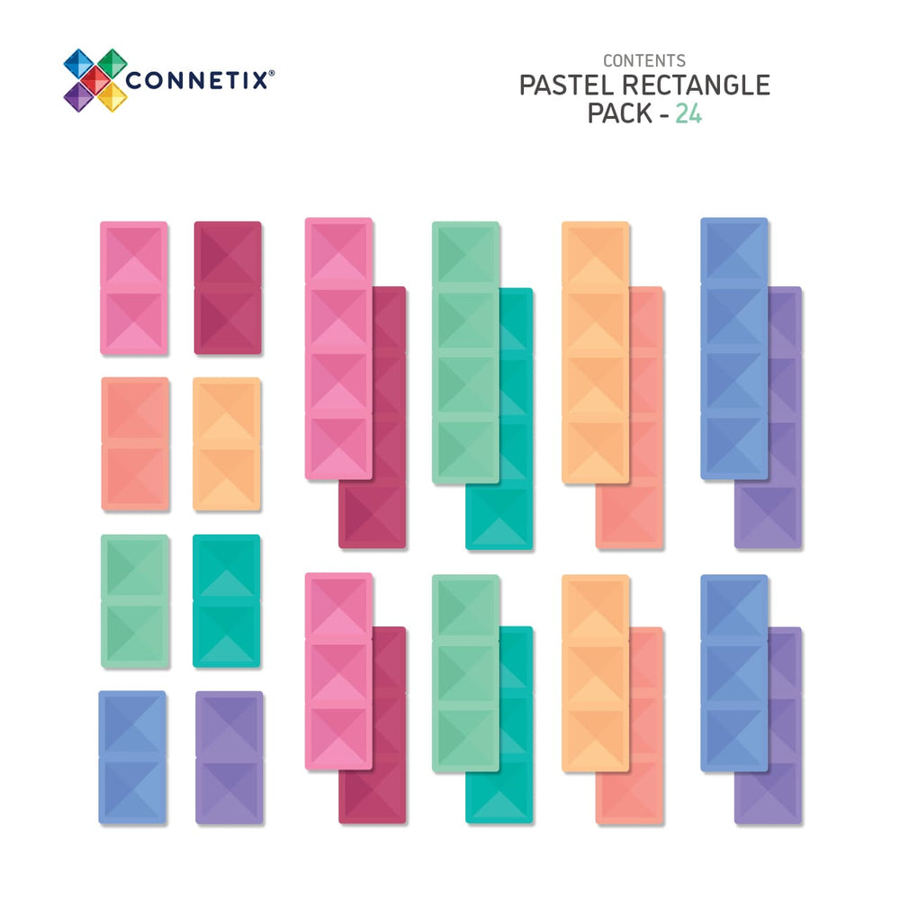 Magnetklötze – Pastellfarbenes Rechteck-Set, 24 Teile