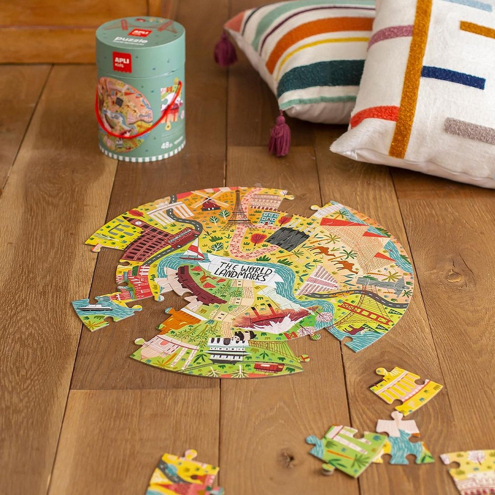 Runde Puzzles in einer Tube – Weltmonumente 5+ - tablude.com