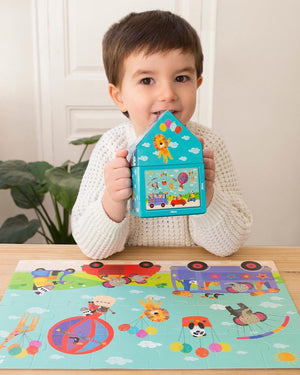 Puzzle in einem Kartonhaus – Safari 3+ - tablude.com