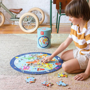Rundes Puzzle in einer Tube – Weltkarte 5+ - tablude.com