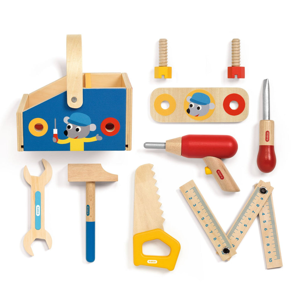 Holzkiste mit Werkzeugen - tablude.com