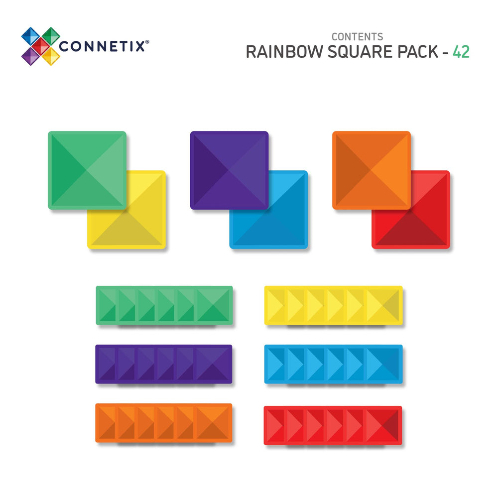 Magnetbausteine – Regenbogen-Quadrat-Set 42 Teile