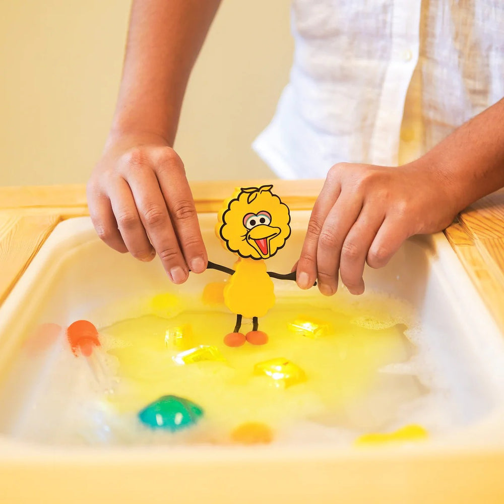 Badefigur Großer Vogel – Set mit zwei sensorischen Würfeln, die im Wasser leuchten - tablude.com