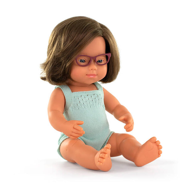 Puppe Mädchen Colourful Edition Doll – Europäerin mit Brille 38 cm