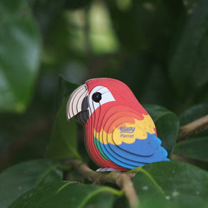 Eugy 3D Öko Puzzle Papagei in leuchtenden Farben, ideal für kreative Bastelspaß