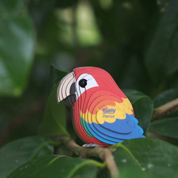 Eugy 3D Öko Puzzle Papagei in leuchtenden Farben, ideal für kreative Bastelspaß