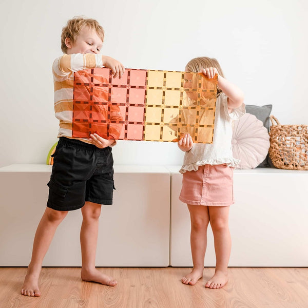Magnetbausteine – Pastell-Zitrone & Pfirsich-Grundplatte 2 Teile - tablude.com