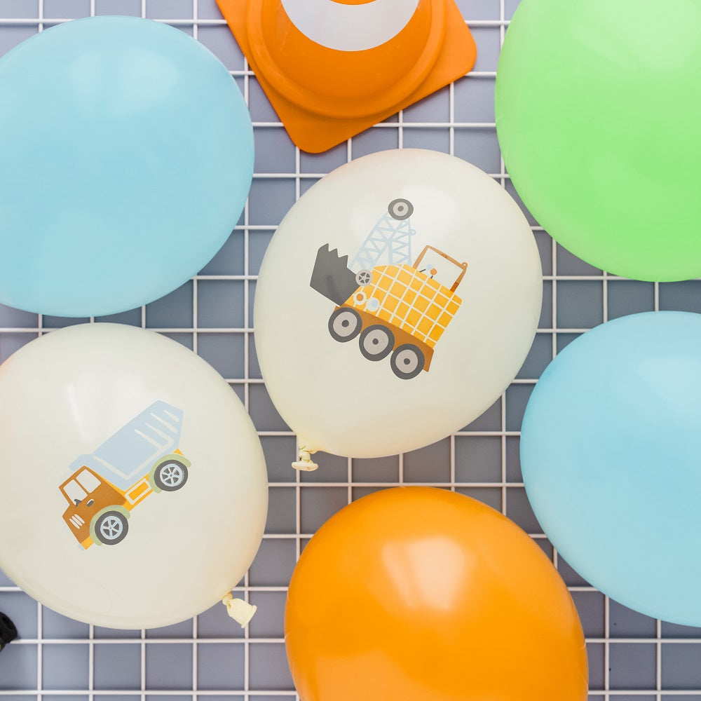 Ballons, 6 Stück – Baufahrzeuge, 30 cm