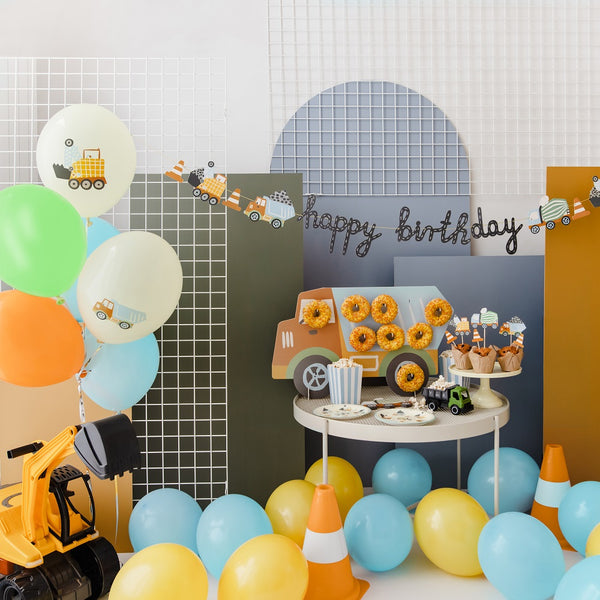 Ballons, 6 Stück – Baufahrzeuge, 30 cm