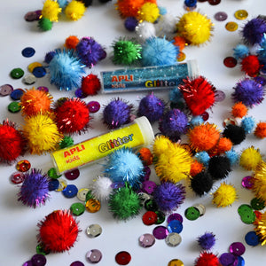 Set mit sensorischen Accessoires – Pompons, Pailletten, Glitzer - tablude.com